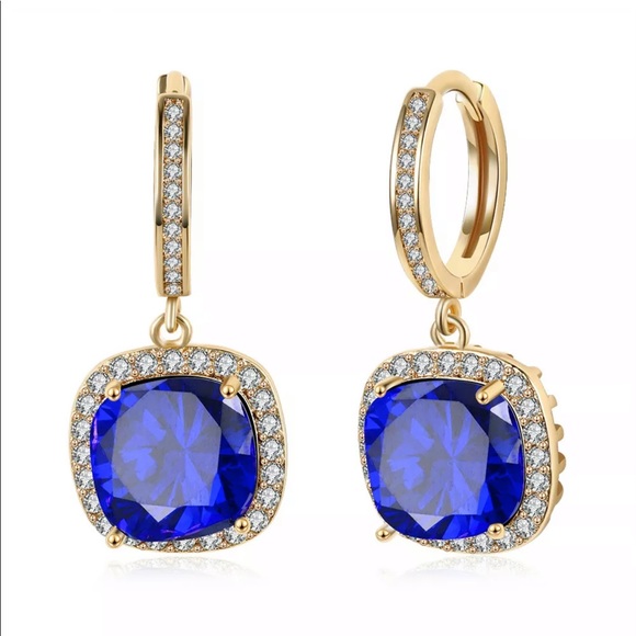 5.0 CT SWAROVSKI Crystal earrings 18K Gold Filled - Picture 3 of 5